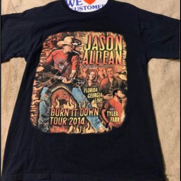 Jason Aldean Burn it Down Tour your 2014 Mens shirt size Small - Picture 1 of 6